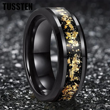 New Arrival 6/8MM Comfortable Fit Tungsten Wedding Rings with Inlaid Gold Foil for Men and Women - The Jewellery Supermarket